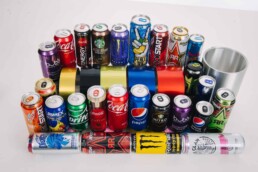 Array of cans made from Golden Aluminum Sheet via proprietary process.