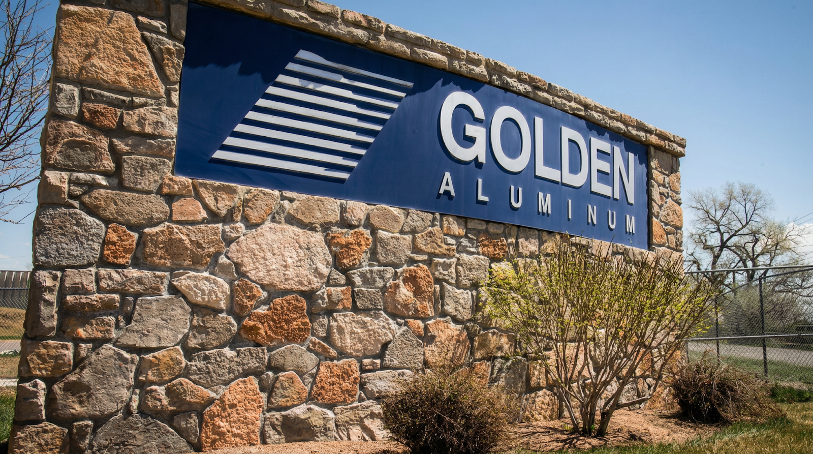 Golden Aluminum entrance sign at the company's Fort Lupton, Colorado facility.